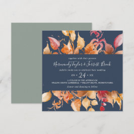 Fall Leaves | Casual marinepleisterbruiloft Kaart