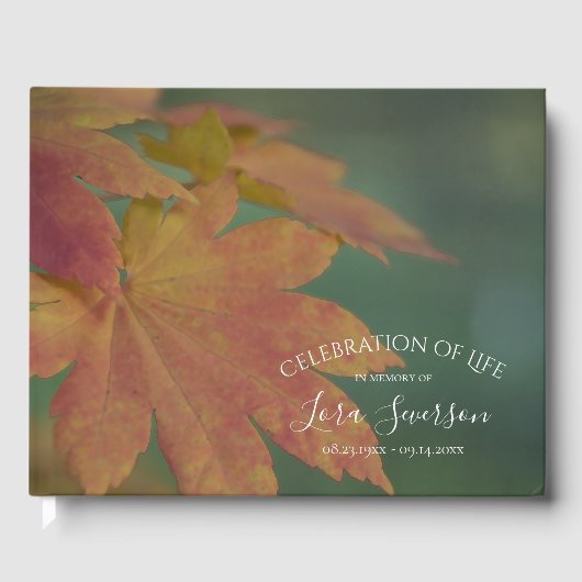 Fall Leaves Celebration of Life Memorial Gastenboek (Voorkant)