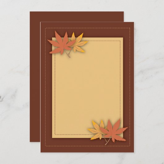 Fall Leaves Chic Flat Note-kaarten Notitiekaartje (Voorkant / Achterkant)