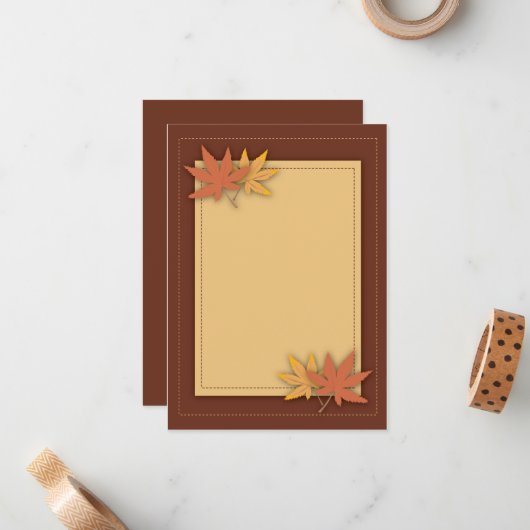 Fall Leaves Chic Flat Note-kaarten Notitiekaartje (Voorkant / Achterkant in situ)