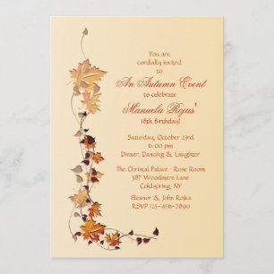 Fall Leaves Corner Invitation Kaart