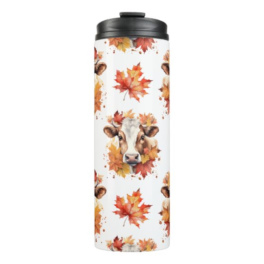 Fall Leaves Dairy Koe Thermosbeker (Voorkant)