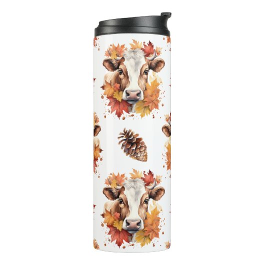 Fall Leaves Dairy Koe Thermosbeker (Gedraaid links)