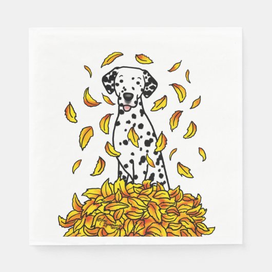 Fall Leaves Dalmatian (zwart 1) Dog Pplay Cute Servet (Voorkant)