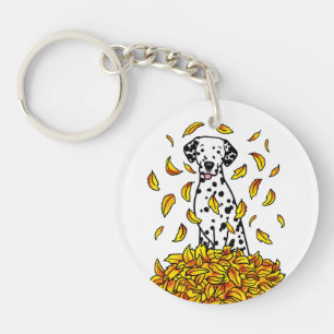 Fall Leaves Dalmatian (zwart 1) Dog Pplay Cute Sleutelhanger