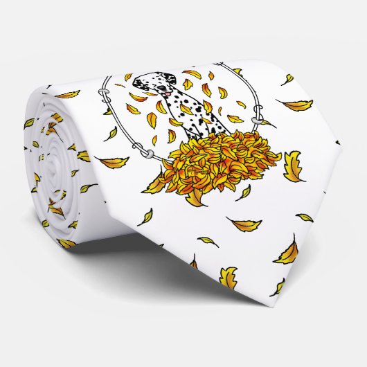 Fall Leaves Dalmatian (zwart 1) Dog Pplay Cute Stropdas (Opgerold)
