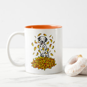 Fall Leaves Dalmatian (zwart 1) Dog Pplay Cute Tweekleurige Koffiemok