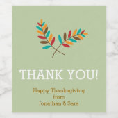 Fall Leaves Dank u Gepersonaliseerde Thanksgiving Wijn Etiket (Enkel label)