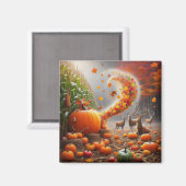 Fall Leaves Deer Magnet (Voorkant / Achterkant)