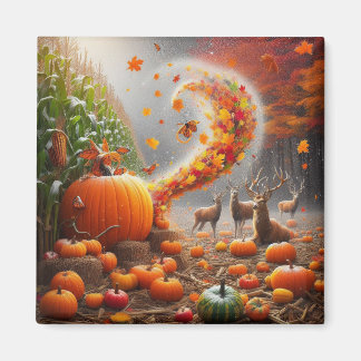 Fall Leaves Deer Magnet