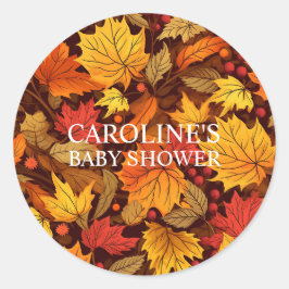 Fall Leaves Delights Baby shower Ronde Sticker