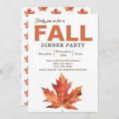 Fall Leaves Dinner Party Invitation Kaart (Voorkant / Achterkant)