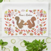 Fall Leaves Eekhoorns Personaliseren Theedoek (Gevouwen)