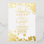Fall Leaves Elegant Gold Traditional Wedding Folie Uitnodiging (Voorkant)