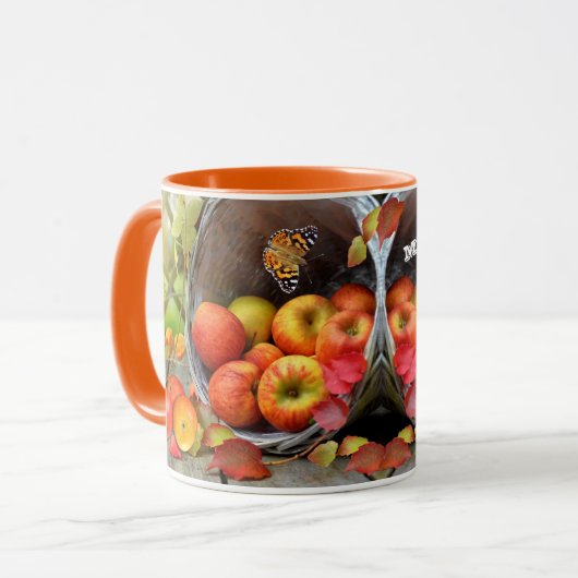 Fall Leaves en Apple Basket Coffee Mok (Voorkant links)