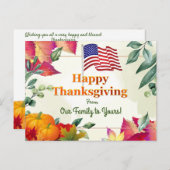 Fall Leaves en de Amerikaanse Thanksgiving van de Feestdagenkaart (Voorkant / Achterkant)