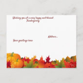 Fall Leaves en de Amerikaanse Thanksgiving van de  Feestdagenkaart (Achterkant)