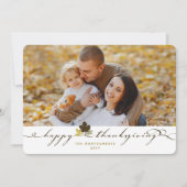 Fall Leaves en Flourish Happy Thanksgiving Photo Feestdagenkaart (Voorkant)