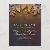 Fall Leaves en Gold Glitter Bewaar de Datum Aankondigingskaart (Voorkant)