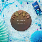 Fall Leaves en Gouden Glitter Huwelijk Papieren Bordje (Feest)