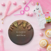 Fall Leaves en Gouden Glitter Huwelijk Papieren Bordje (Feest)