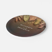 Fall Leaves en Gouden Glitter Huwelijk Papieren Bordje (Gekanteld)