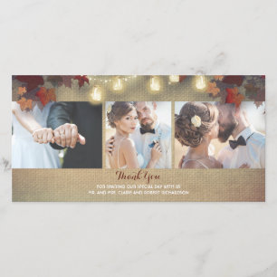 Fall Leaves en Mason Jars Photo Weddenschap Dank j Bedankkaart