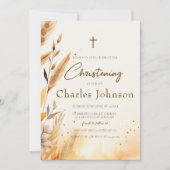 Fall Leaves en Pampas Boy doop Kaart (Voorkant)