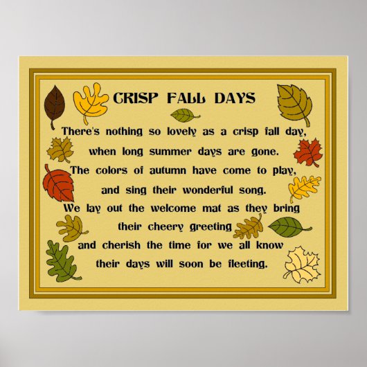 Fall Leaves en Poem Poster (Voorkant)