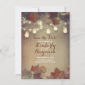 Fall Leaves en Rustic Mason Jars redden de datum Save The Date (Voorkant)