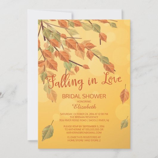 Fall Leaves Falling In Love Vrijgezellenfeest Invi Kaart (Voorkant)