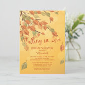 Fall Leaves Falling In Love Vrijgezellenfeest Invi Kaart (Staand voorkant)