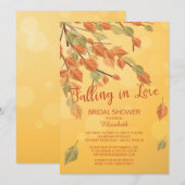 Fall Leaves Falling In Love Vrijgezellenfeest Invi Kaart (Voorkant / Achterkant)