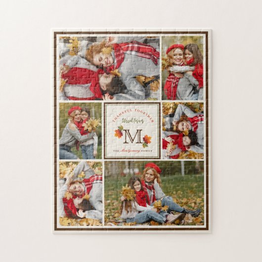 Fall Leaves Family Monogram 6 Foto Thanksgiving Legpuzzel (Verticaal)
