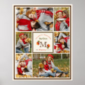 Fall Leaves Family Monogram 6 Foto Thanksgiving Poster (Voorkant)