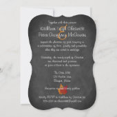Fall Leaves FAUX Burlap, Chalkboard Wedding Invite Kaart (Achterkant)