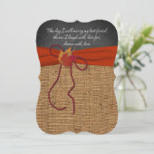Fall Leaves FAUX Burlap, Chalkboard Wedding Invite Kaart (Staand voorkant)