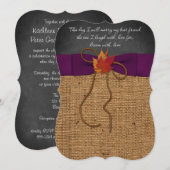 Fall Leaves FAUX Burlap, Chalkboard Wedding Invite Kaart (Voorkant / Achterkant)