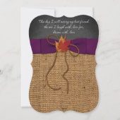 Fall Leaves FAUX Burlap, Chalkboard Wedding Invite Kaart (Voorkant)