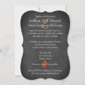 Fall Leaves FAUX Burlap, Chalkboard Wedding Invite Kaart (Achterkant)