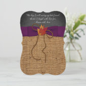 Fall Leaves FAUX Burlap, Chalkboard Wedding Invite Kaart (Staand voorkant)
