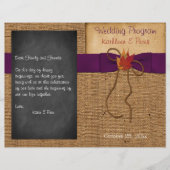 Fall Leaves FAUX Burlap Chalkboard Wedding Program (Voorkant)