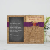 Fall Leaves FAUX Burlap Chalkboard Wedding Program (Staand voorkant)