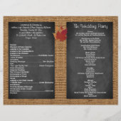 Fall Leaves FAUX Burlap Chalkboard Wedding Program (Achterkant)