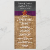 Fall Leaves FAUX Burlap Chalkboard Wedding Program Programmakaart (Voorkant)