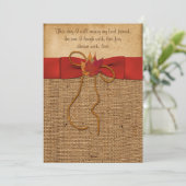 Fall Leaves FAUX Burlap, Wedding Invite - Oranje Kaart (Staand voorkant)