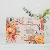 Fall Leaves Floral Thanksgiving Friendsgiving Kaart (Staand voorkant)