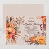 Fall Leaves Floral Thanksgiving Friendsgiving Kaart (Voorkant / Achterkant)