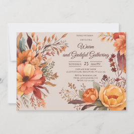 Fall Leaves Floral Thanksgiving Friendsgiving Kaart