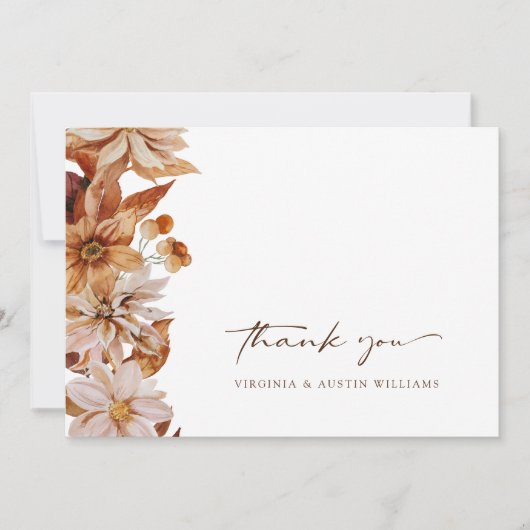 Fall Leaves Floral Wedding Bedankt Card (Voorkant)